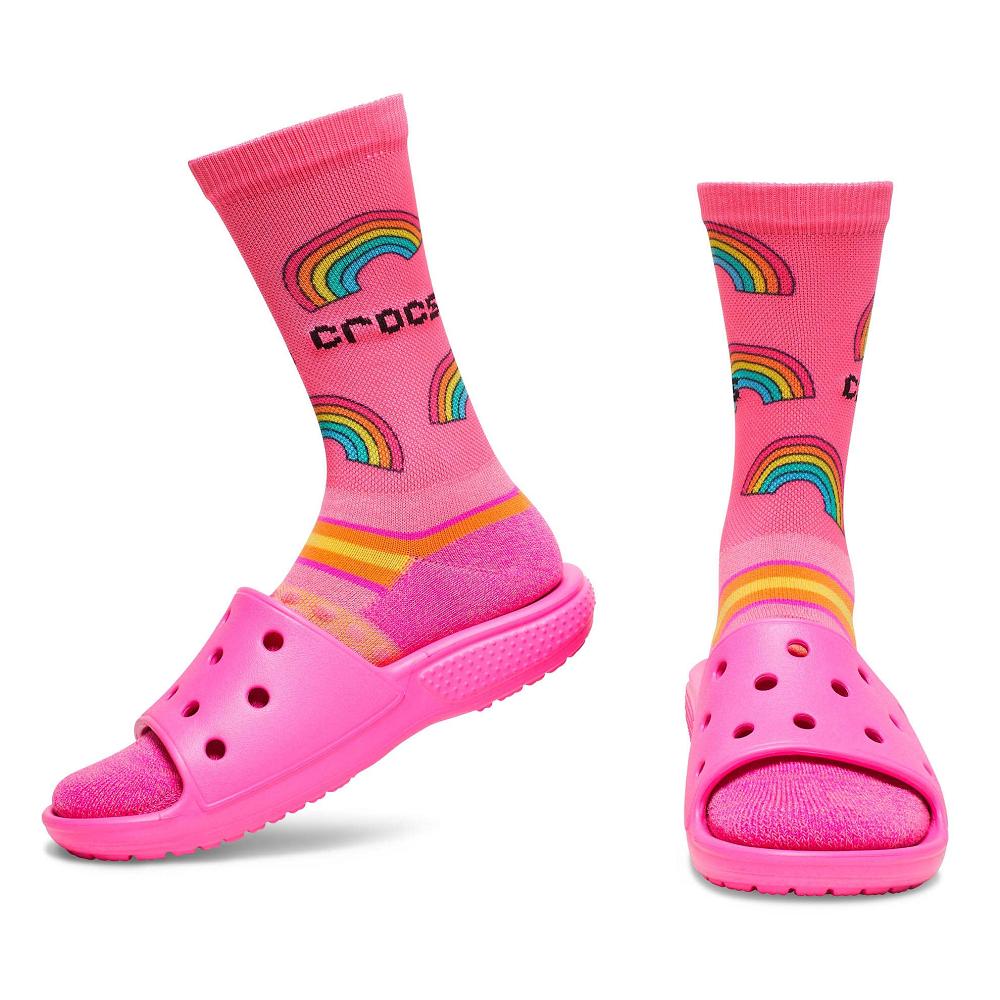 Pink Girls' Crocs Crew Evergreen 3-Pack Socks | NZ 1687NWYB